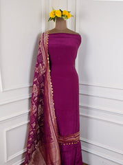 Crepe Maroon Unstitched Suit
