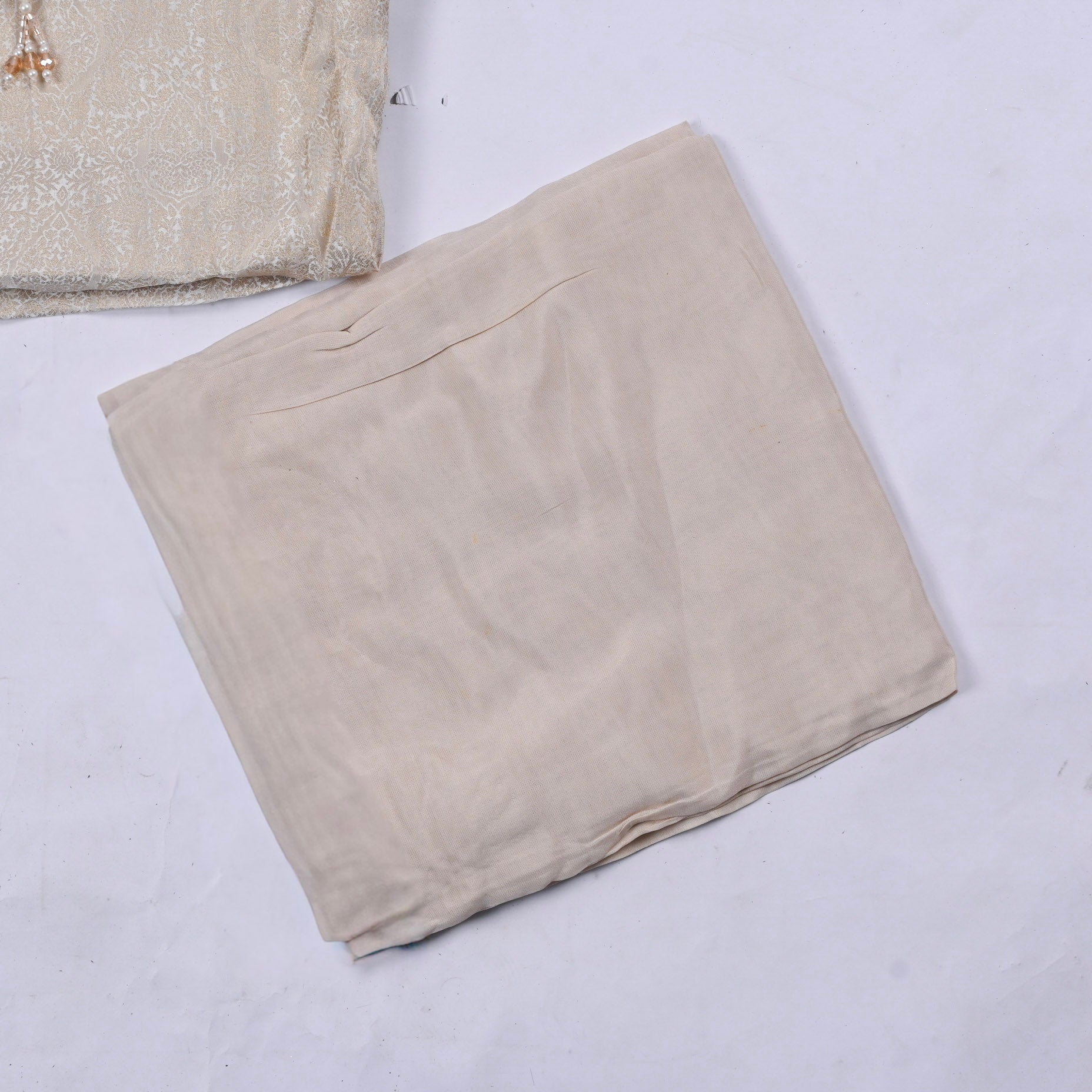 Banarasi Silk Beige Unstitched Suit