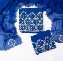 Organza Blue Unstitched Suit