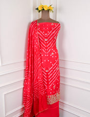 Muslin Red Unstitched Suit