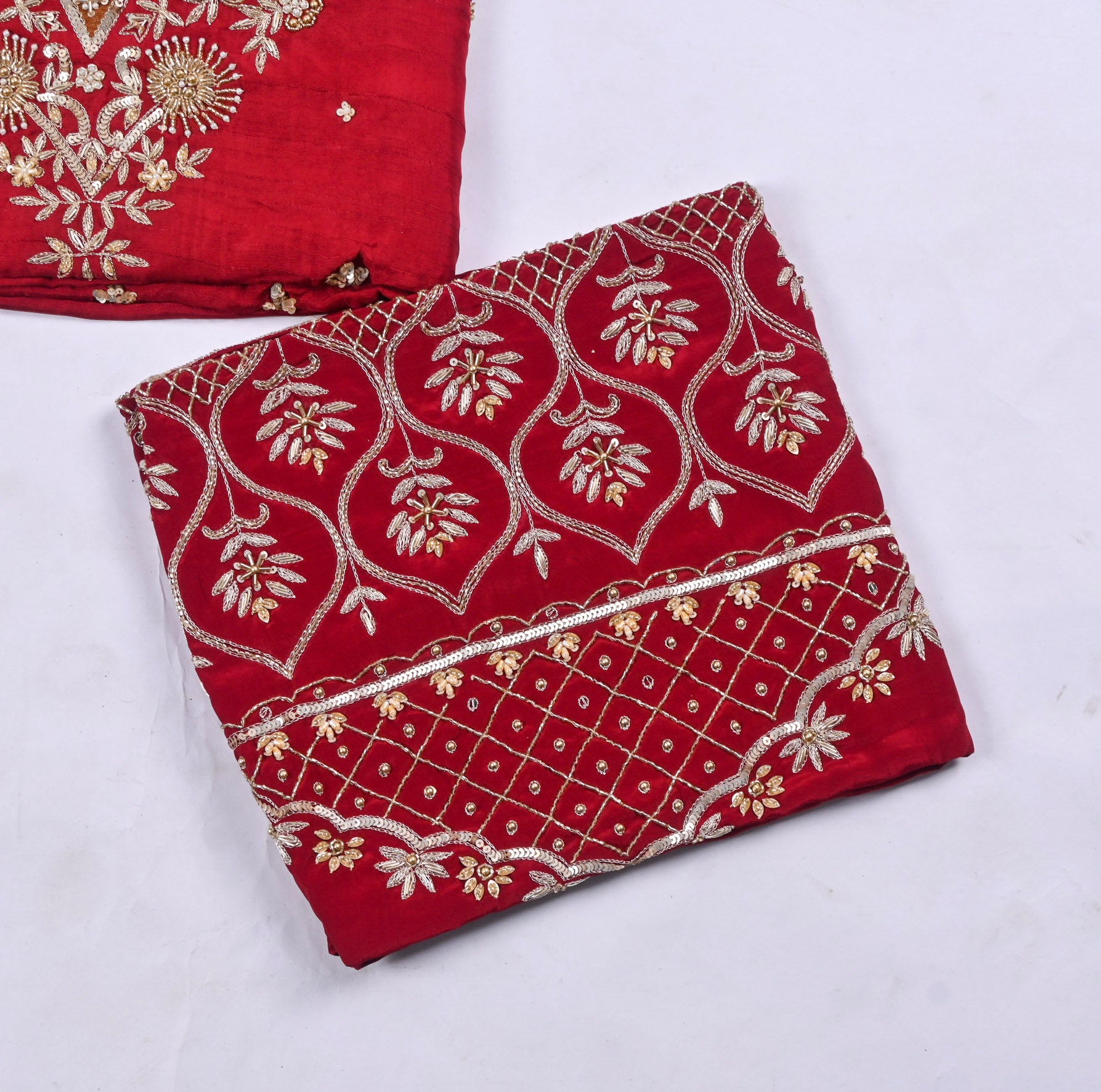 Khadi Maroon Unstitched Suit