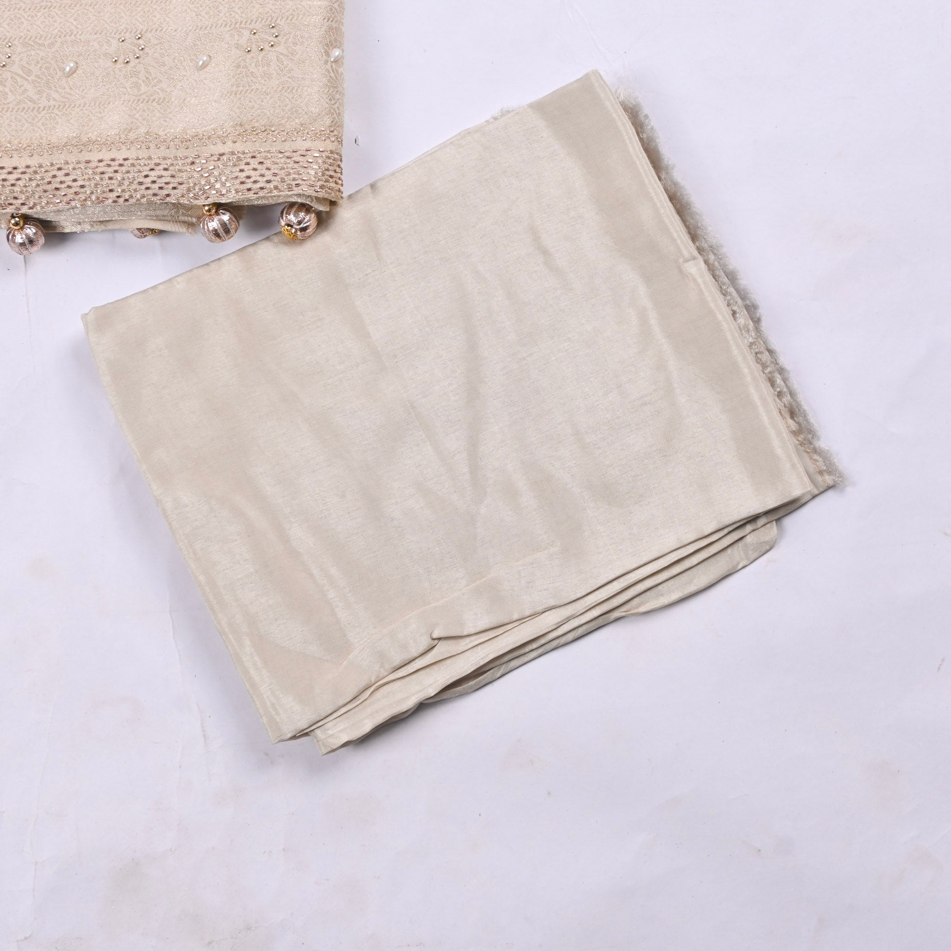 Brocade Silk Beige Unstitched Suit