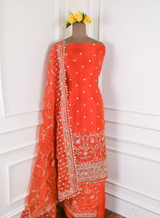 Glass Shimmer Orange Unstitched Suit