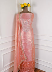 Sasha Silk Peach Unstitched Suit
