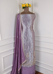 Giraffe Shimmer Purple Unstitched Suit