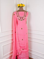 Organza Pink Unstitched Suit