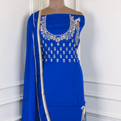 Organza Blue Unstitched Suit