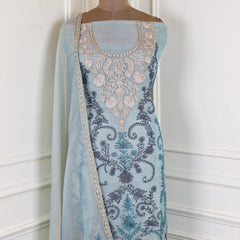 Crush Shimmer Light Blue Unstitched Suit