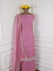 Crush Onion Pink Unstitched Suit