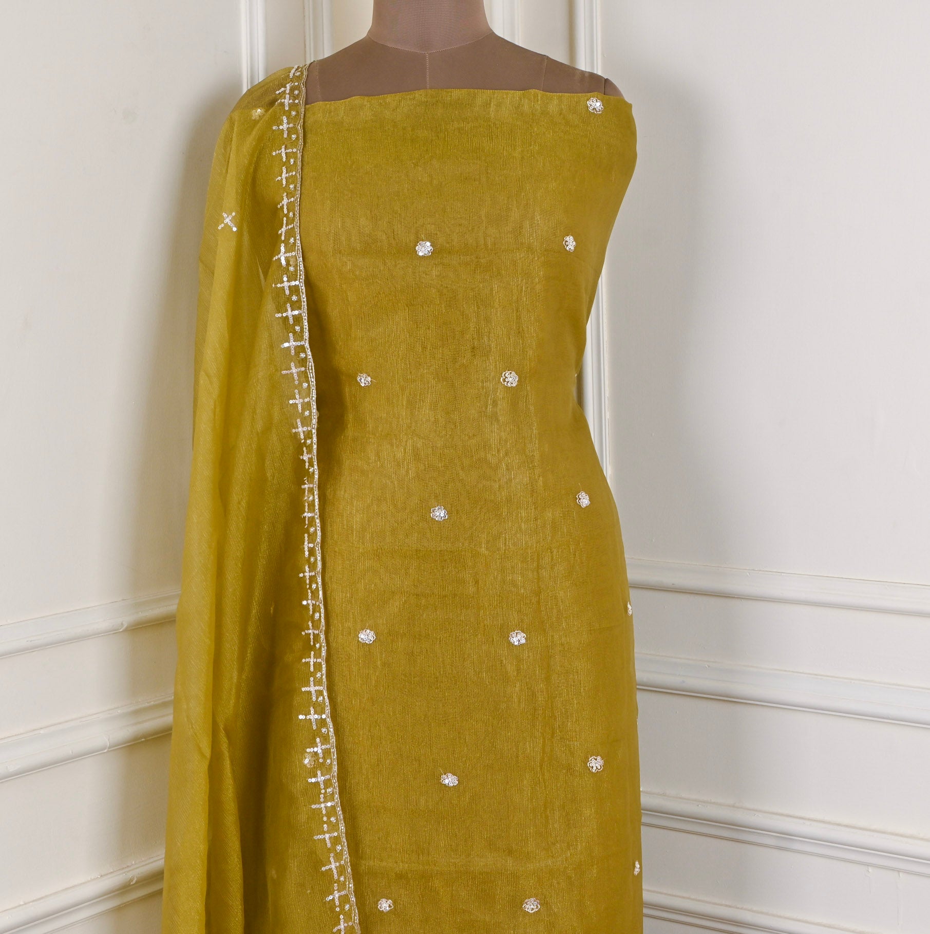Crush Mehandi Unstitched Suit