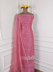 Crush Onion Pink Unstitched Suit