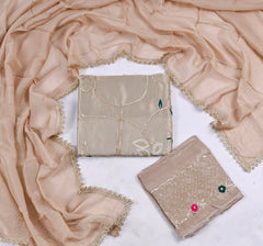 Shimmer Beige Unstitched Suit