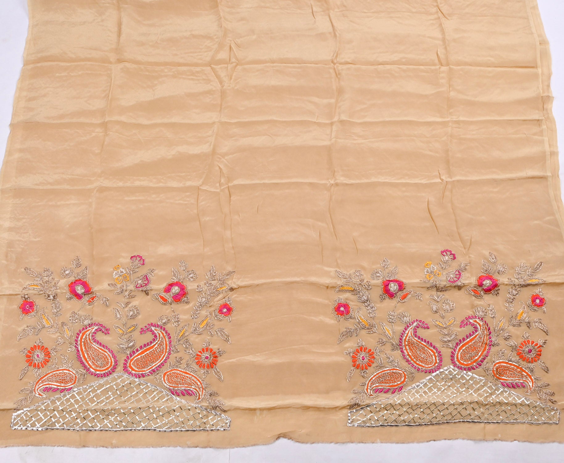 Khaddar Orange Unstitched Suit