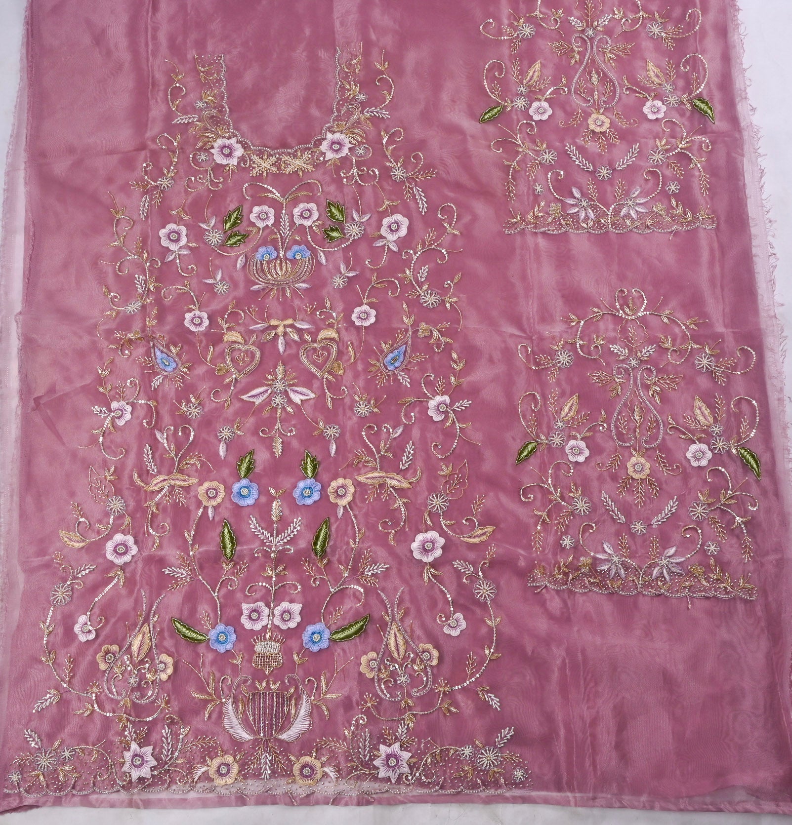 Glass Shimmer Onion Pink Unstitched Suit