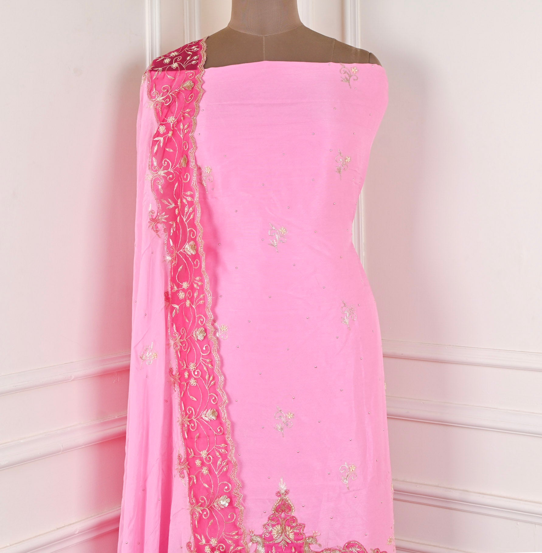 Raw Silk Pink Unstitched Suit