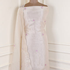 Glass Shimmer Off-White Unstitched Suit