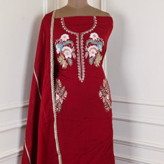 Organza Brown Unstitched Suit