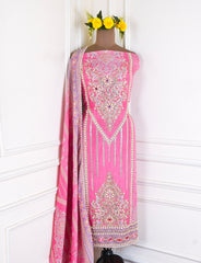 Crush Shimmer Pink Unstitched Suit