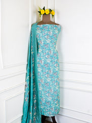 Muslin Sky Blue Unstitched Suit