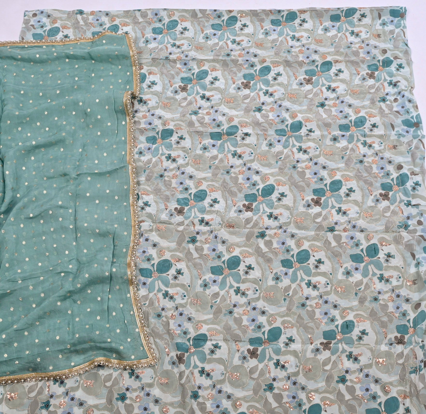 Crepe Green Unstitched Suit