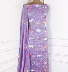 Mul Cotton Lavender Unstitched Suit