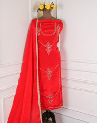 Crepe Red Unstitched Suit