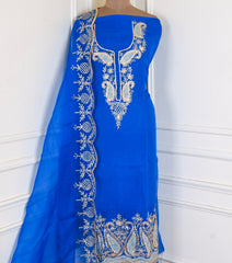 Organza Blue Unstitched Suit