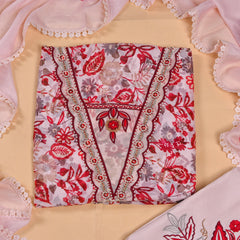 Tabby Red Beige Unstitched Suit