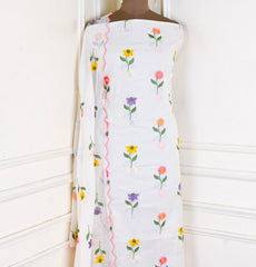 Cotton White Unstitched Suit