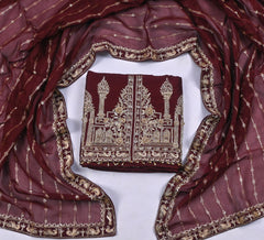 Khadi Brown Unstitched Suit