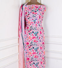 Twill Organza Pink Unstitched Suit