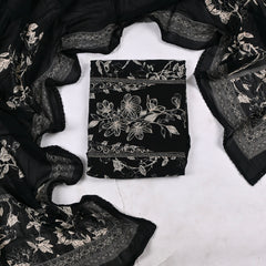 Georgette Black Unstitched Suit