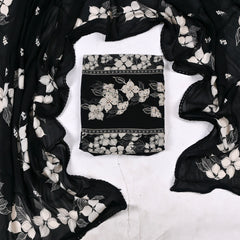 Georgette Black Unstitched Suit