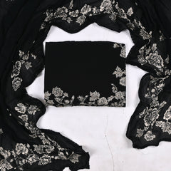 Georgette Black Unstitched Suit