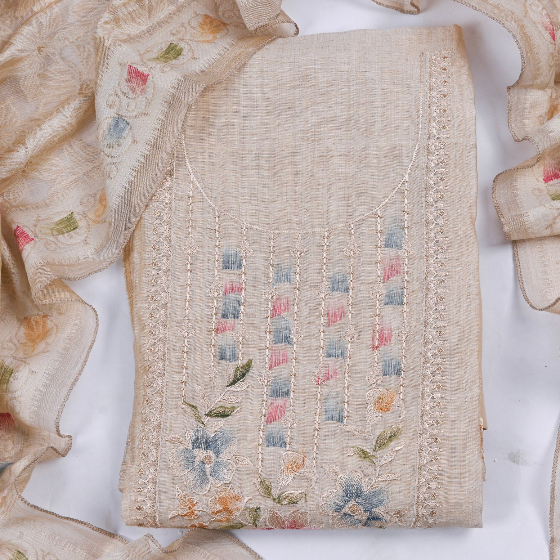Linen Off-white Unstitched Suit