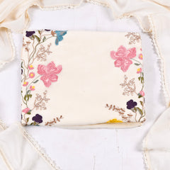 Organza White Unstitched Suit