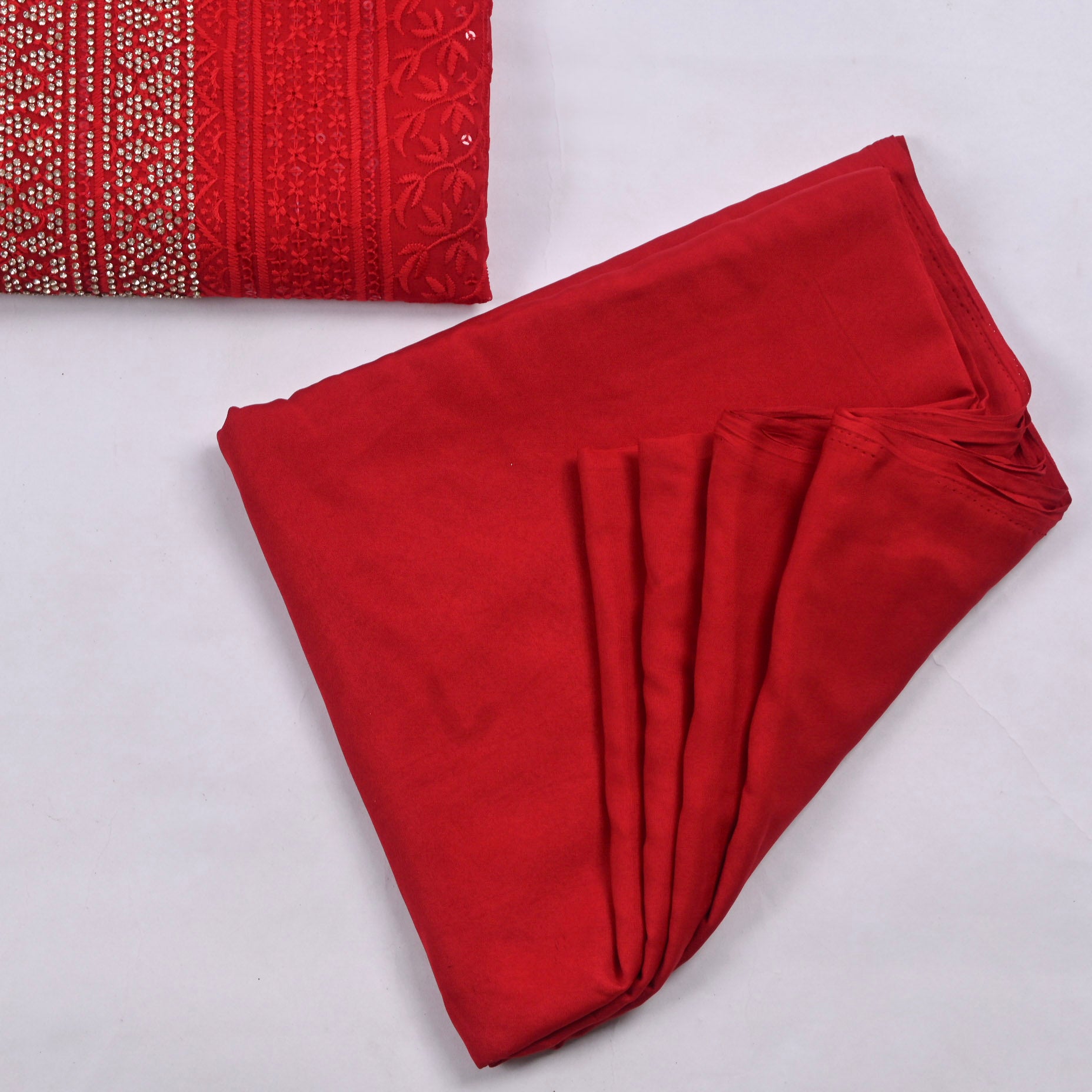 Georgette Red Unstitched Suit