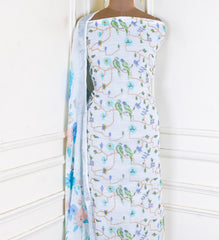 Kota Doria White Unstitched Suit