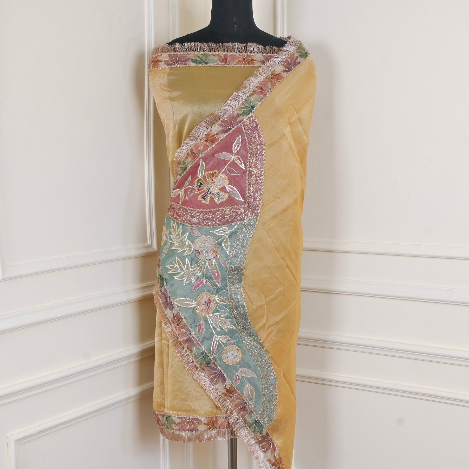 Organza Mustard Yellow Unstitched Suit