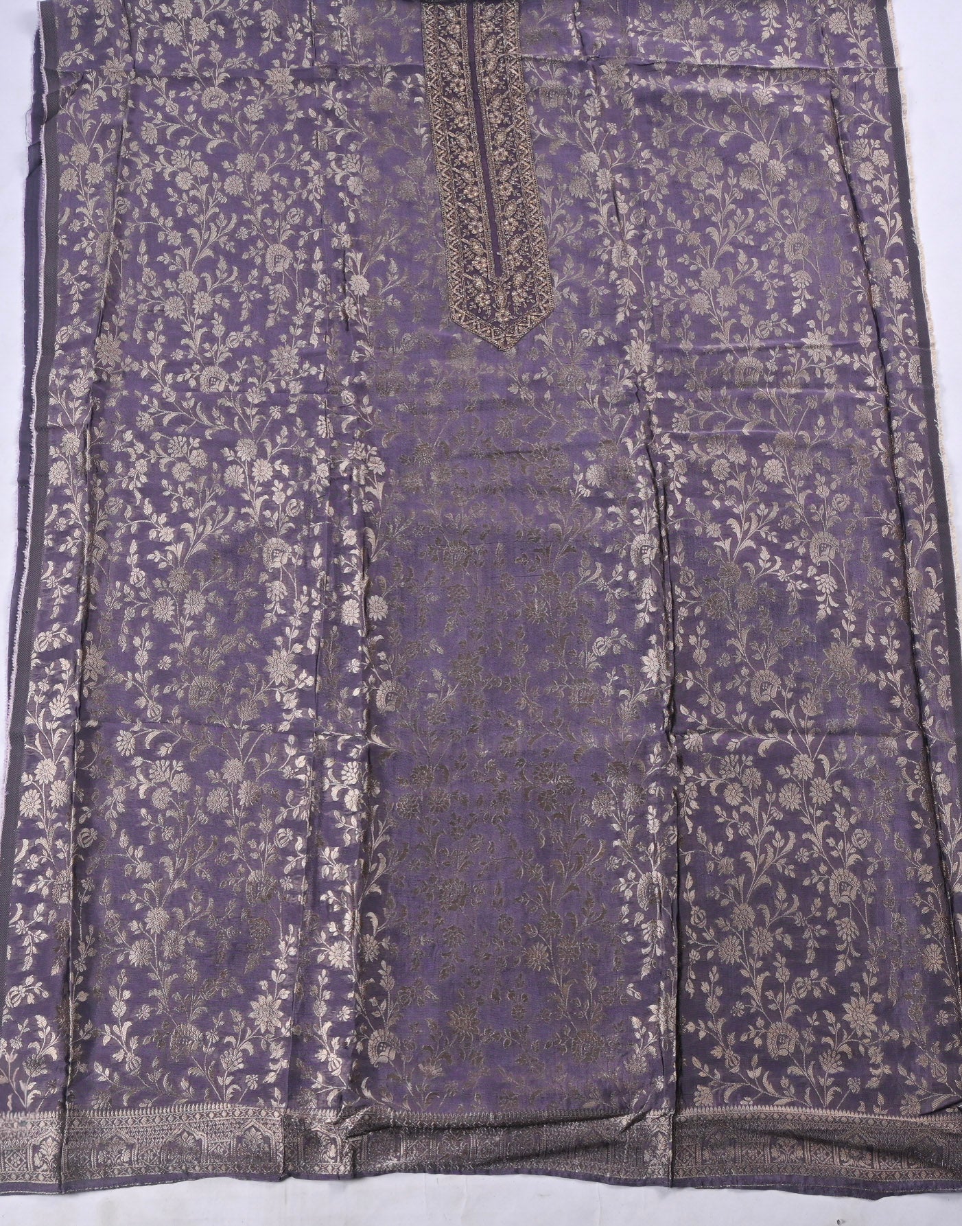 Banarasi Silk Purple Unstitched Suit