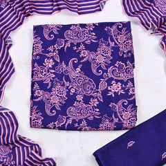 Muslin Purple Unstitched Suit