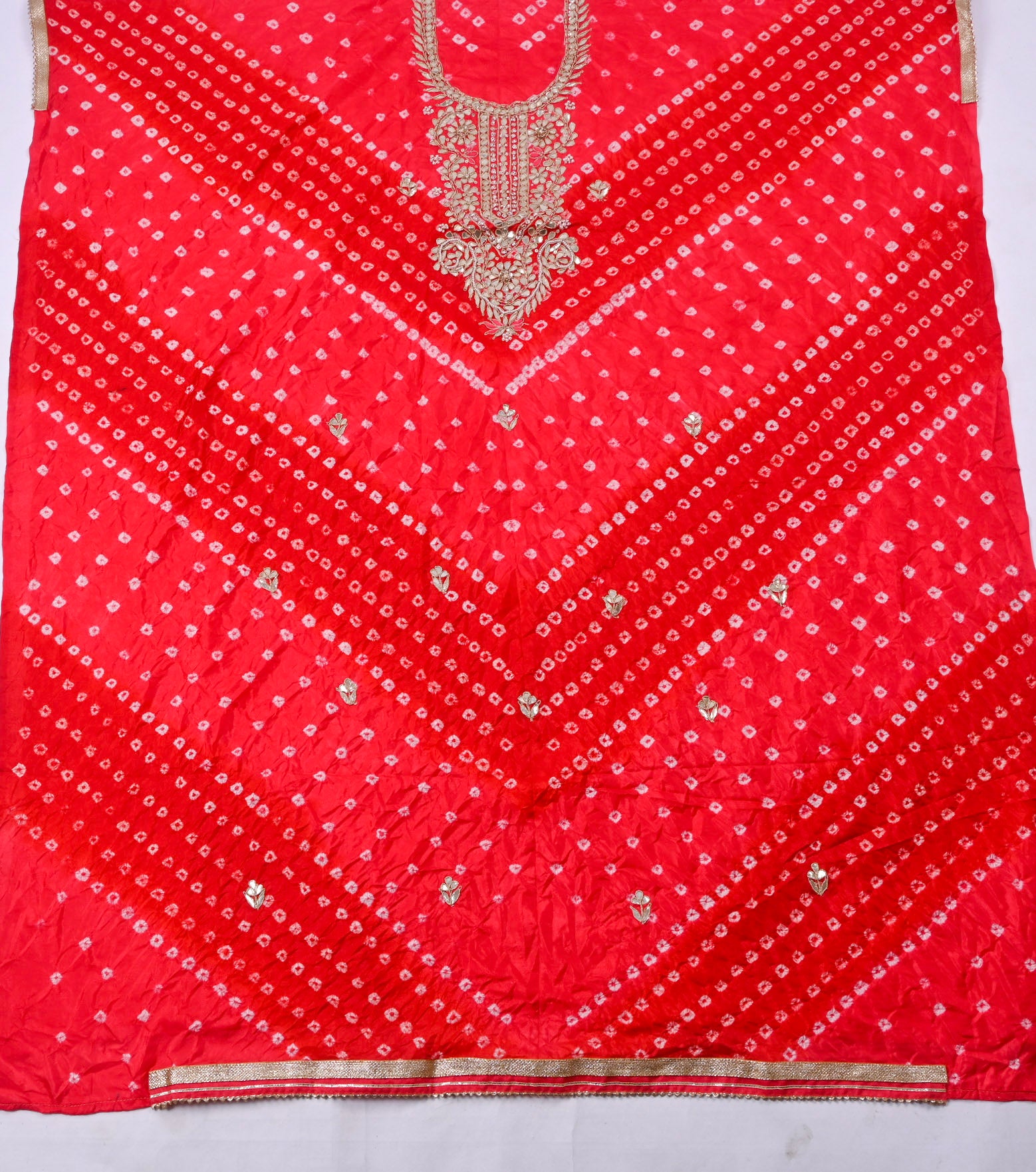 Muslin Red Unstitched Suit