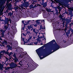 Muslin Purple Unstitched Suit