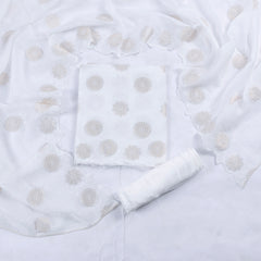 Organza White Unstitched Suit
