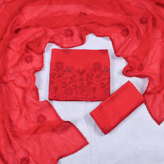 Organza Red Unstitched Suit