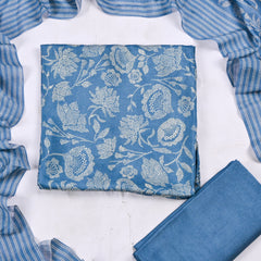 Muslin Blue Unstitched Suit