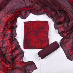 Chinon Maroon Unstitched Suit
