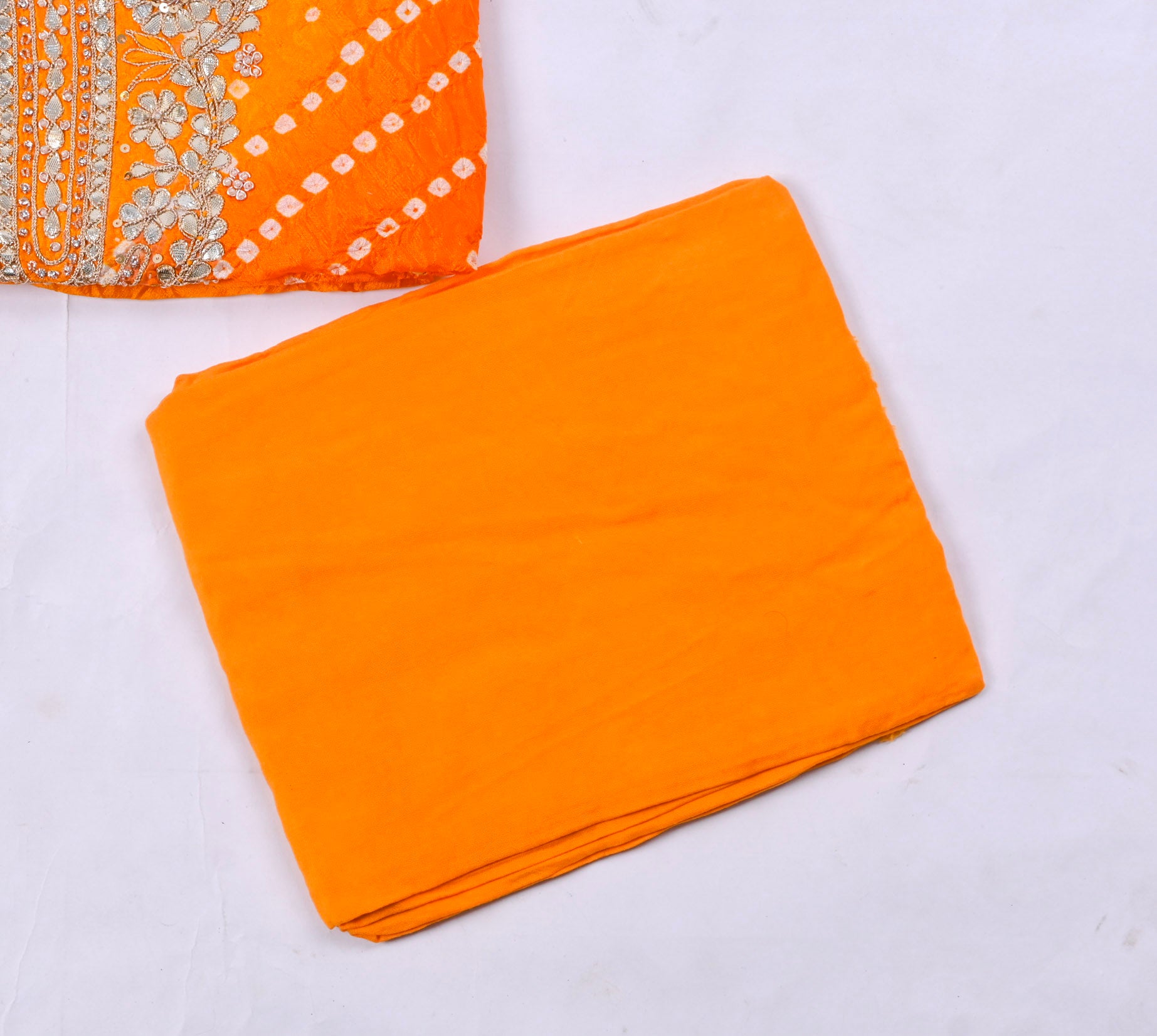 Muslin Orange Unstitched Suit
