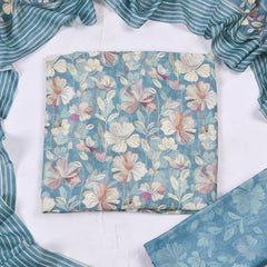 Muslin Light Blue Unstitched Suit