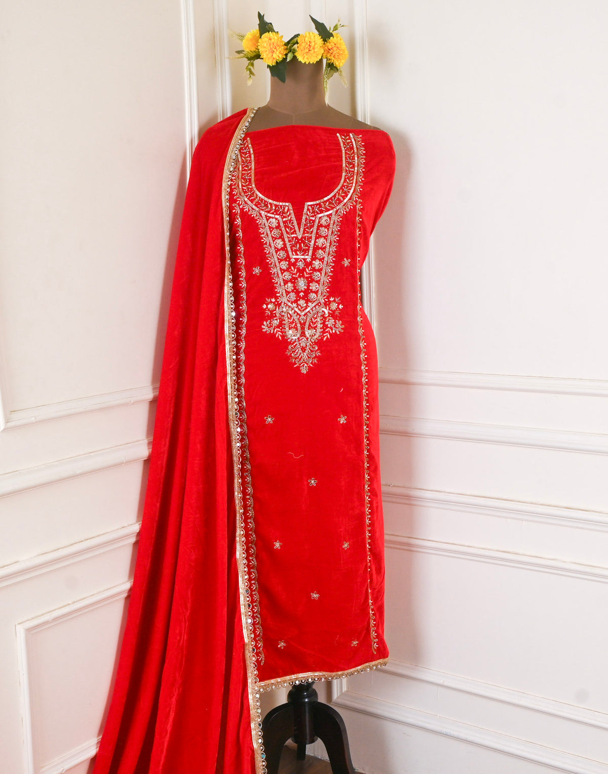 Velvet Red Unstitched Suit